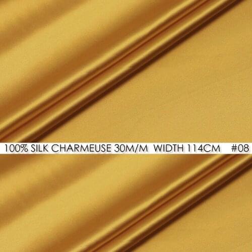 CISULI SILK CHARMEUSE SATIN 114cm width 30momme/100% Pure Silk Fabric/Wedding Dress Sewing Fabric Suppliers-No.08 Golden