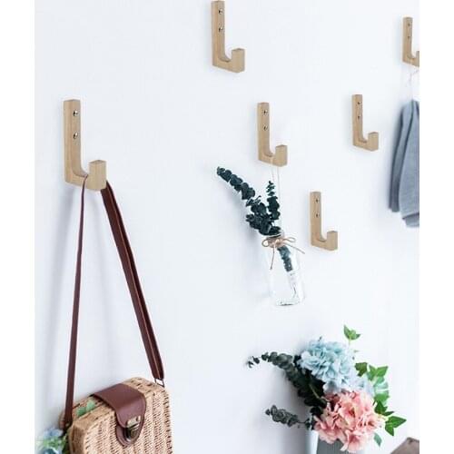 J-Shaped Wooden Hook Wall Mounted Coat Hanger Hat Scarf Organizer Key Hanger Hook For Hallway Living Room