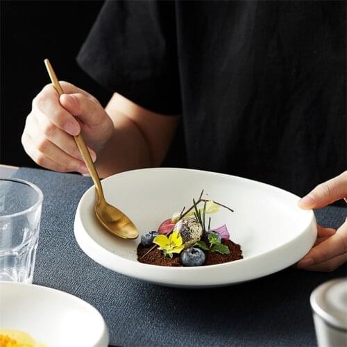 Ceramic Salad Plate Fruit Bowl Irregular Restaurant Dinner Plate White Porcelain Tableware Dessert Dish Dinnerware Soup Bowl