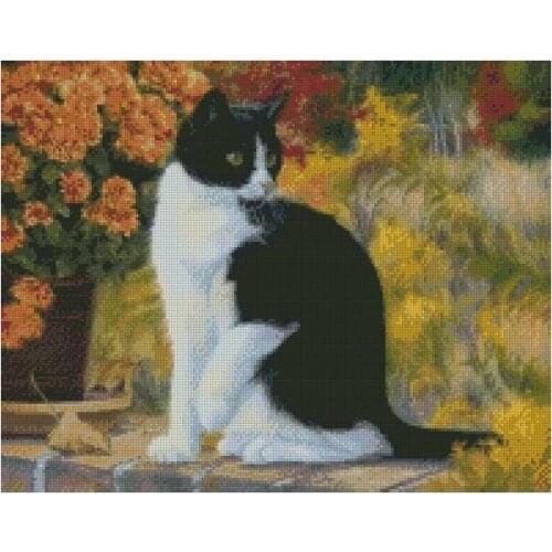Cat in Garden, 100% Cotton Cross Stitch kits,250x197stitch,45x36cm,Cotton needlework,sampler DIY, cotton Cat Cross Stitch Kits