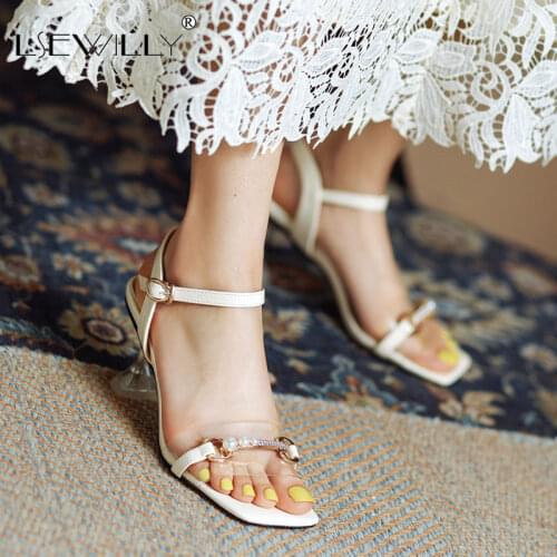 Lsewilly 2021 New Arrive High Heel Sandals Women Shoes Top Quality PVC Leather Footwear Chain Buckle Fashion Casual Shoes Woman