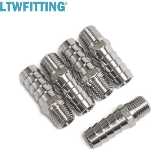 LTWFITTING Stainless Steel 316 Barbed Fitting Connector 1/4-Inch Male BSPT x 1/2-Inch(12mm) Hose Barb Fuel Gas