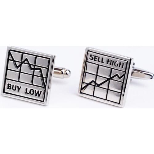 Mens Cufflinks Stock Market Buy Low Stock Charts Sell High Cuff Buttons Curved Square French Shirt Jewelry Business Gift