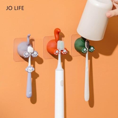 JO LIFE Cartoon Animal Tail Toothbrush Holder Wall Mounted Hook Wall Hanger Multifunctional Storage Rack Bathroom Accessories