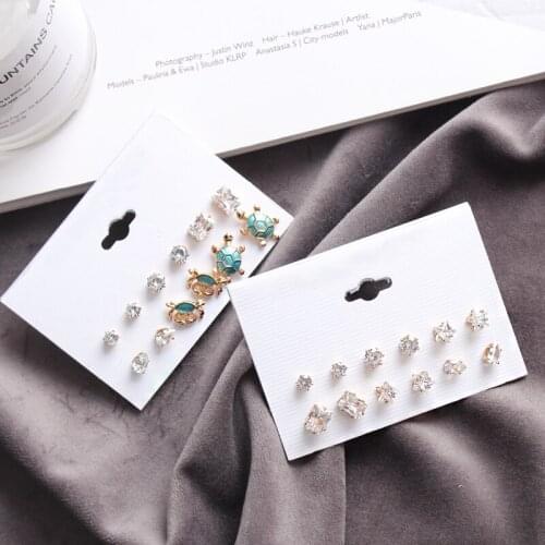 Wholesale 10 set (60 pair) /lot fashion accessories Cute simple geometric small crab turtle totorise artificial zircon earrings