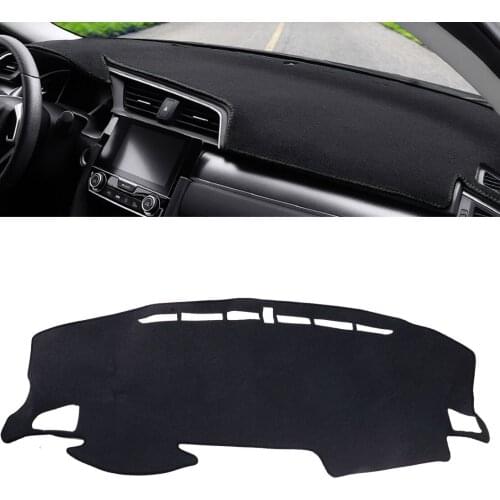 LHD Car Front Anti-Slip Dashmat Dashboard Sun Visor Shade Cover Pad Protector Black Fit for Honda Civic 2016 2017 2018 2019