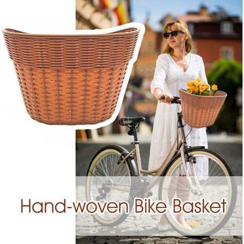 Wicker Hand Woven Bicycle Front Handlebar Basket Bike Cargo Storage Container Handlebar Basket Bike Cargo Storage Container