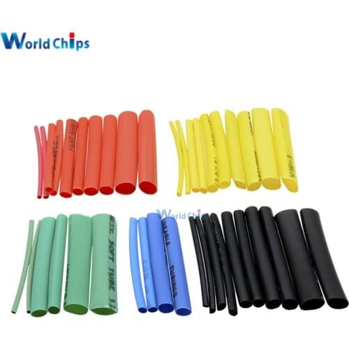 127/140/328/530Pcs Assorted Polyolefin Heat Shrink Tubing Tube Cable Sleeves Wrap Wire Set 8 Size Multicolor/Black Heat Shrink