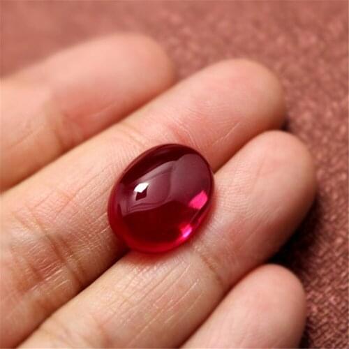 Ruby Oval Cabochon Smooth Polished Surface Egg Shape Blood-red Ruby Cabochon Flat Back Multiple Sizes to Choose GR11