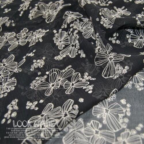 LEO&LIN 10 M Beige Flower Shu Ya Silk Georgette Chiffon Skirt Shirt Fabric Fabric DIY Patchwork Tissue