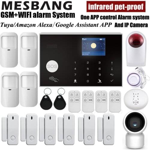 WIFI GSM Home Wireless Security Alarm System Kits Burglar-Alarm Anti-Pet Motion Detector Tuya Alexa APP Wifi Camera 11 Languages