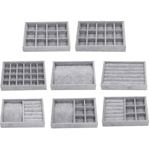 Stackable Velvet Jewelry Tray for Fashion Earring Necklace Bracelet Ring Organizer Display Storage Box Jewelry Packaging