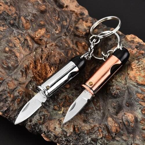 MINI Bullet Shaped Folding Knife EDC Tool Carry Portable Pocket Knifves keychain Creative Knife Outdoor Defense Tools CS GO