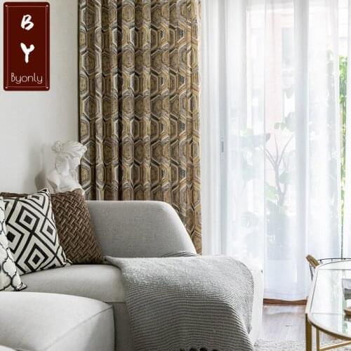 Modern Simple New Polyester and Cotton Printing Shading Curtains for Living Dining Room Bedroom