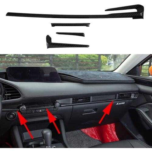 Carbon Fiber Centre Dashboard Console Strips Cover Fit For Mazda 3 Axela 2019 2020 Interior Trim Molding Protector Accessories