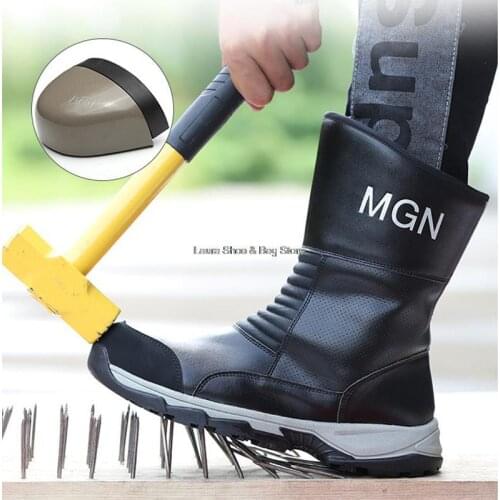 High Top Men Safety Shoes Steel Toe Cap Kevlar Puncture Proof Anti-slip Work Shoes Waterproof Welder Shoes Male Winter Boots Men