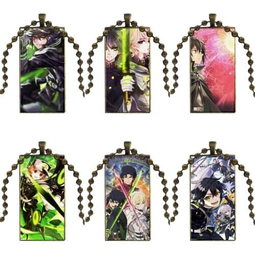 Japan Anime Seraph Of The End For Women Jewellery Bronze Color Glass Cabochon With Rectangle Shaped Pendant Choker Necklace