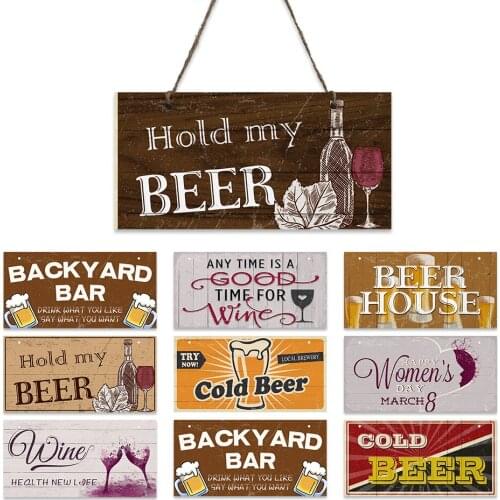 Backyard Bar Wooden Plaque Pub Cold Beer Wood Decorative Plates Wine Vodka Hanging Signs Home Decor Plate