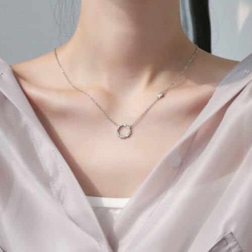 VENTFILLE 925 Sterling Silver New Woman Fashion Jewelry High Quality Crystal Zircon Heart Shaped Hollow Pendant Necklace