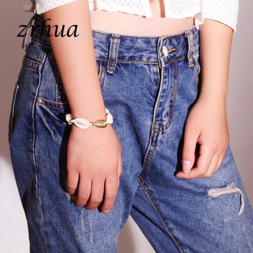 ZRHUA New Fashion Chain Natural Seashell Choker Necklace Shell Necklace Bracelet for Summer Beach Gift Sea Shells Jewelry Set