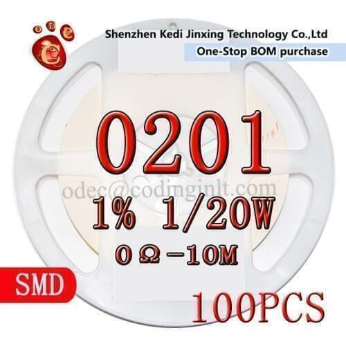 0201 1% 100pcs 0-10MR 0R 1R 1.1R 1.2R 1.3R 1.5R 1.6R 1.8R 2R 2.2R 2.4R 2.7R 3R 3.3R 3.6R 3.9R 4.3R 4.7R 5.1R 5.6R 6.2R 6.8R 0603