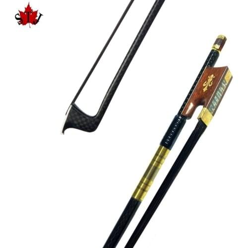 1Pcs new Pro light carbon fiber 4/4 violin bow black horse hair,Copper mounted
