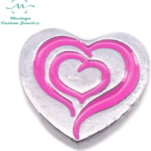 10 pcs Mesinya Silver Color New Arrival Nesting Heart Custom Floating Charms For Glass Locket