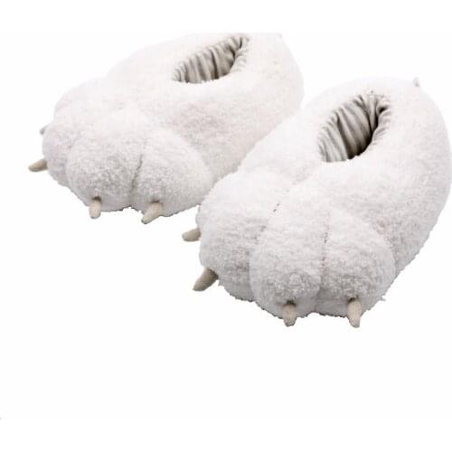 17cm Plush Bear Paw Slippers Soft Plush Shoes Comfortable Toddler Kid Baby Home Shoes Cute Cartoon Toy Pattern Non-slip Footwear