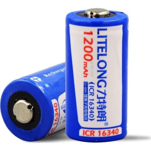 2PCS High Power 3.7V 1200mAh CR-123 16340 Rechargeable Battery Protected Lithium Ion Rechargeable Lithium Battery
