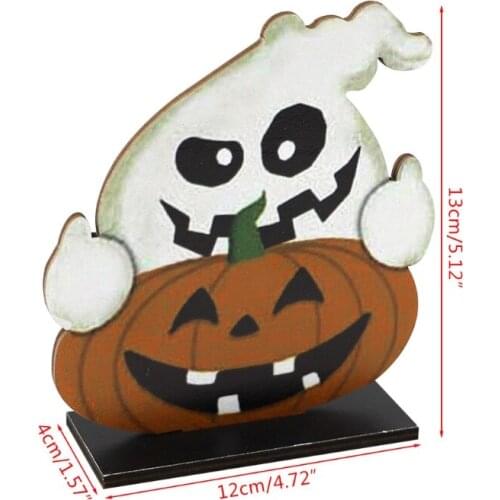27RE Cartoon Pumpkin Ghost Wooden Sign Halloween Tier Tray Table Topper Decoration