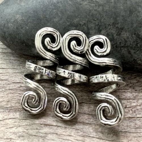 3pcs/lot Viking Rune hair beads Viking Spiral Sneak Beaded hair loops Wicca woven hair accessories Witchcraft