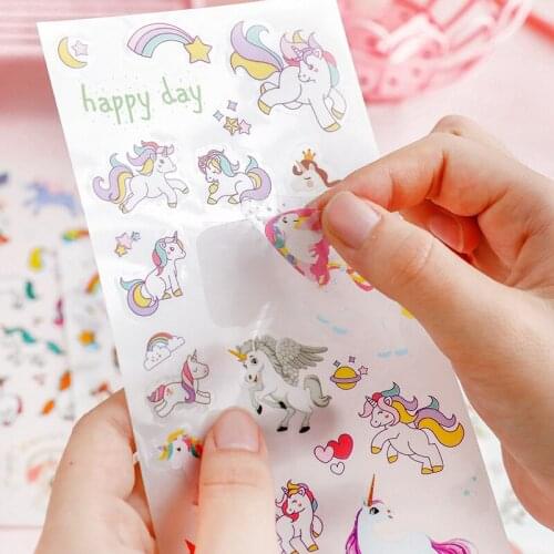 6 pcs/lot Cute Unicorn Handmade Scrapbooking Stickers Bullet Journal Kawaii Flower Decorative Diary Stationery Sticker