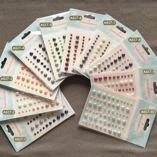 Acrylic Pearl Stickers Self-adhesive Rhinestones Portable Flat Back Pearl Decoration Scrapbook Accessories