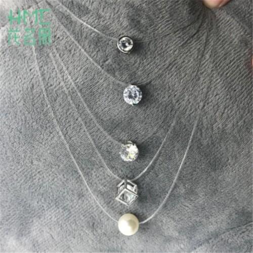Fashion Mermaid Tears Section Clavicle Chain Sweater Chain Mermaid Tears Round Fish Line Necklaces Pendants Jewelry Accessories