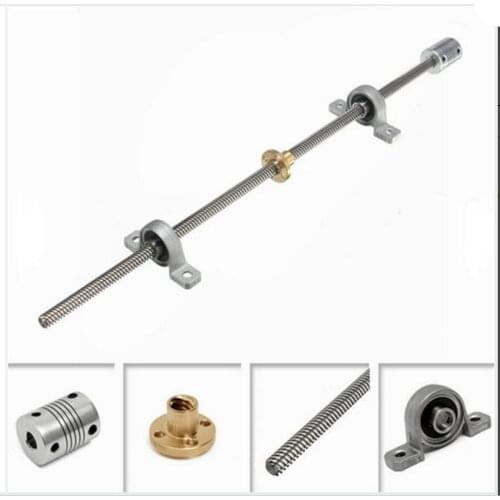 DuoWeiSi 3D Printer Parts T8 350mm Stainless Steel Lead Screw Bearing Bracket Shaft Coupling For 3D Printer