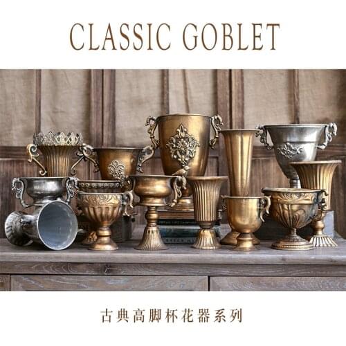 European retro nostalgic high cup small vase ornaments living room diarrus utensils rustic dry flower classical wrought iron