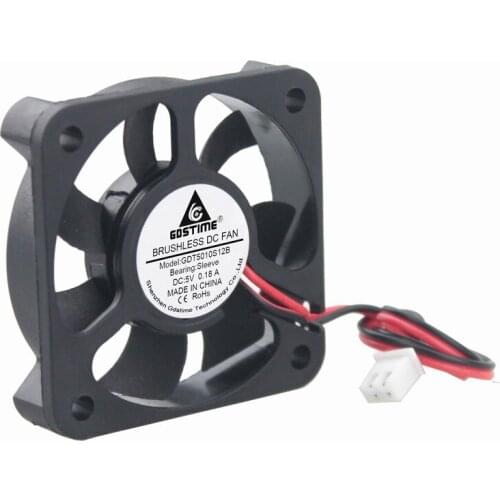 Gdstime 50 Pcs DC 5V 2Pin Industrial Axial Cooling Case Fan 50x50x10mm 50mm x 10mm 5010 Cooler 5010 XH2.54- 2Pin