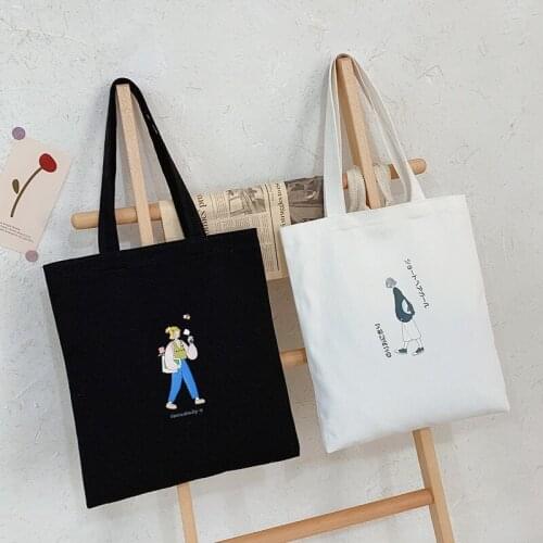 Canvas bag female han edition high-capacity hand carry bag Japanese cartoon harajuku fashion single shoulder shopping bag