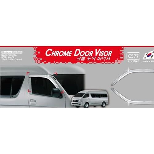 Chrome door visor side window deflector shade sun rain shield silver trips eaves for Toyota Hiace