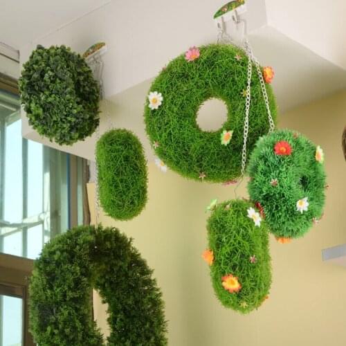 20/25cm Artificial Green Grass Ball Plant Garden Topiary Hanging Garland Decor Wedding Party Home Outdoor Decor Plant Grass Ball