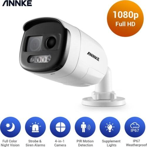ANNKE 1080P Full HD Wired Bullet Security Camera CCTV Surveillance with PIR Sensor Siren Full Color Night Vision IP67 Camera