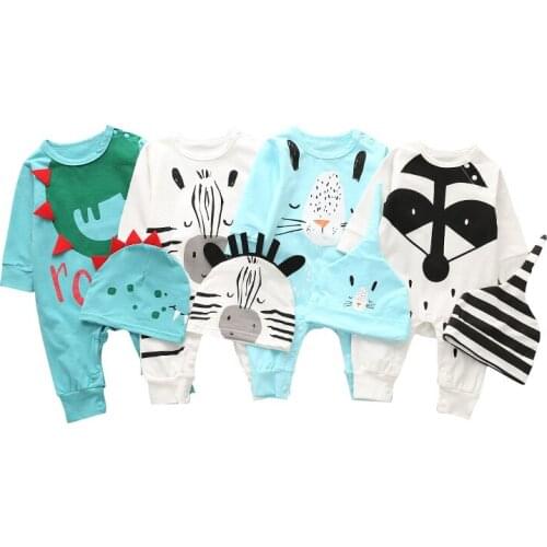 Newborn Baby Boys Long Sleeve Romper Set Spring Autumn Costumes Infant Toddler Boy Dinosaur Jumpsuits Kids Boy Long Outfits