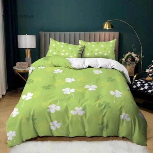 2/3 Pieces Green Flowers Bedding Set Four Leaf Clover Duvet Cover For Bedroom Bed Quilt Cover Home Textile Bed Cover Set Decor