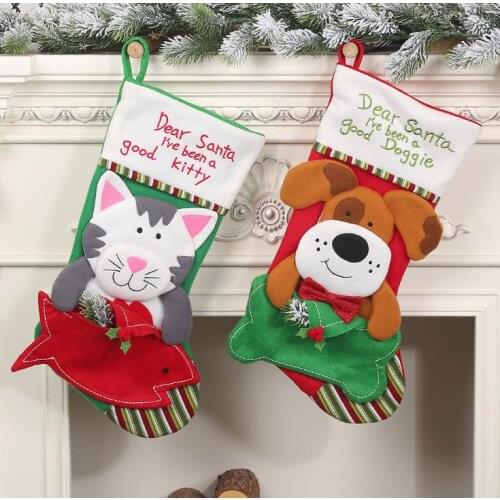 Pet envelope stocking Christmas Decoration Dog Cat Envelope Pet Socks Christmas Home Decoration Halloween Christmas Gifts SN2243