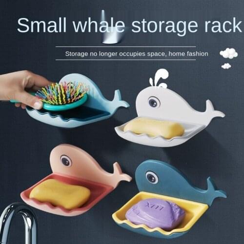 No Holes Soap Box Bathroom Double Draining Soap Holder Bathroom Wall Mounted Soap Box Shelf