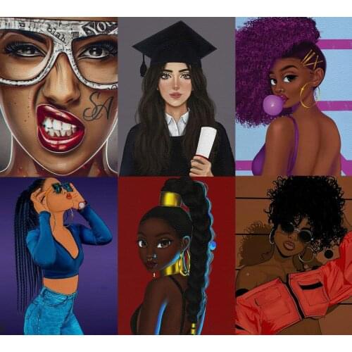 Beautiful Girl Art Painting Printing Artificial Leather Lychee Pattern DIY Photo Frame Decoration 22X30cm A4