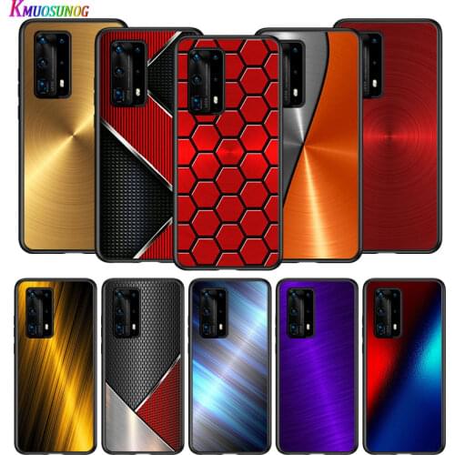 Red Blue Brushed Metal for Huawei P40 P30 P20 P10 Pro Lite E Plus 4G 5G P9 P8 Lite P Smart Z S Plus Soft Black Phone Case