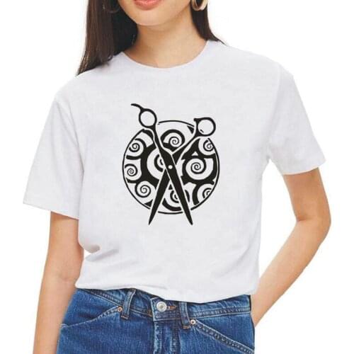 Summer Short Sleeve Harajuku Shirt Tee Shirt Femme Hairdressing Beauty Salon Funny T-Shirt Women Tops Plus Size Camiseta Mujer