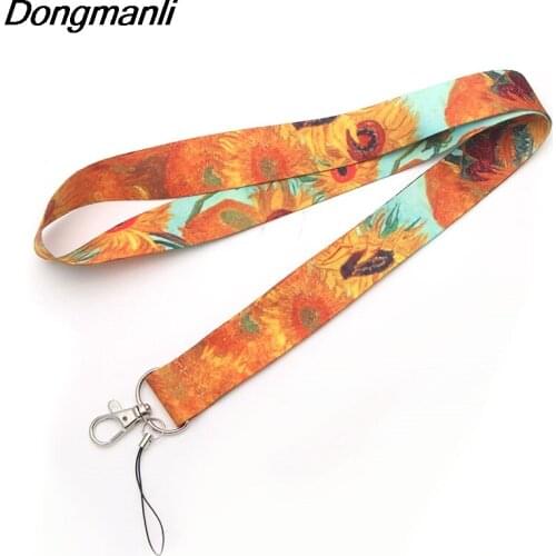 M1437 DMLSKY Van Goghs Oil Painting Sunflower Lanyard Badge ID Lanyards/ Mobile Phone Rope/ Key Lanyard Neck Straps