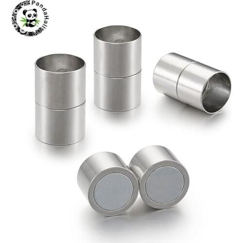 Pandahall 5 Sets/Bag Brass Magnetic Column Clasps for Jewelry Findings DIY Making Accessories 20x13mm/21.5x11mm Hole: 10/12mm